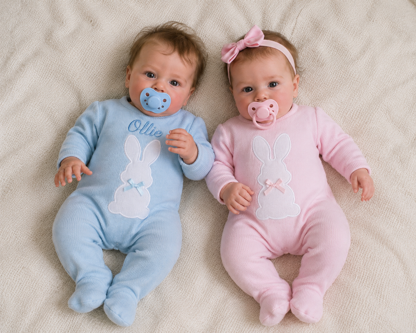 Muñecos Reborns Realistas Felipe y Sophia Niño y Niña 42cm y 1.200 kg + 2 Pack Premium