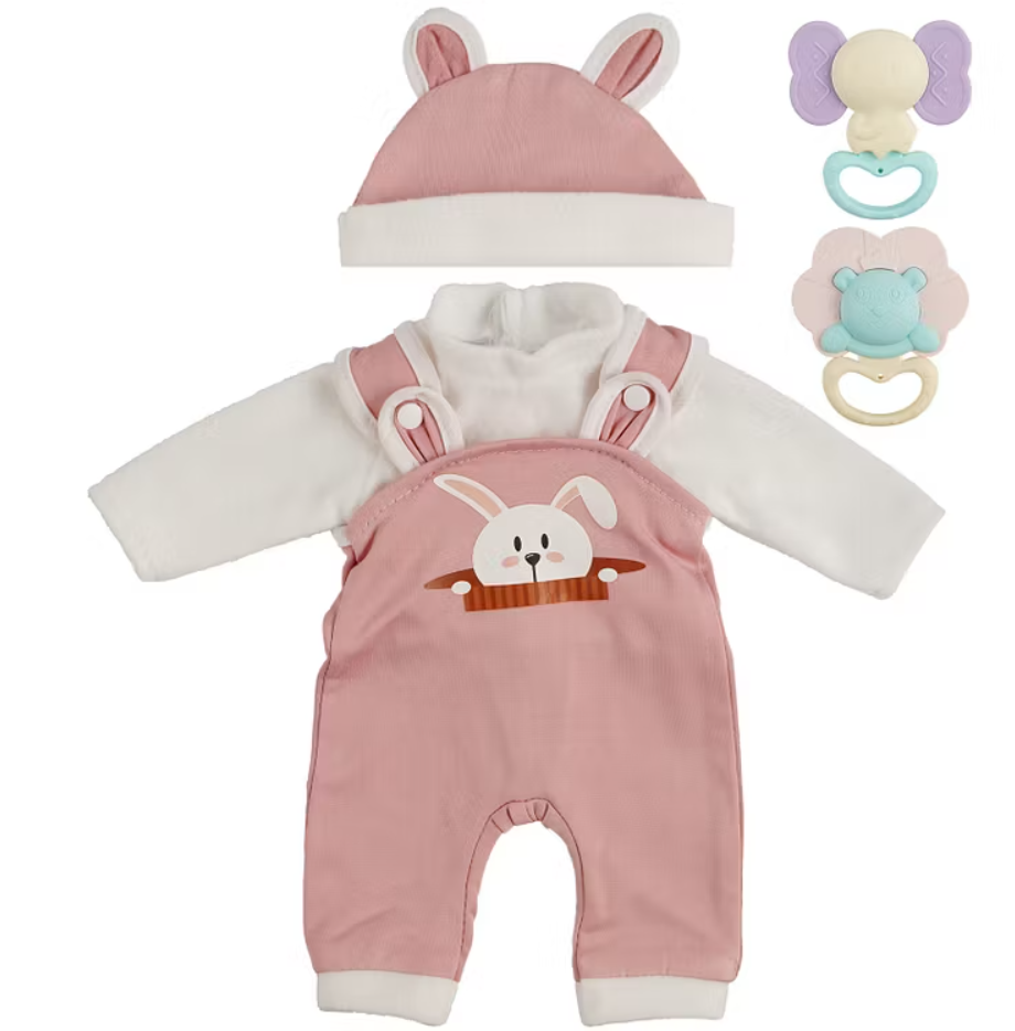Conjunto de 5 piezas en rosa y blanco para muñeca reborn de 56 cm