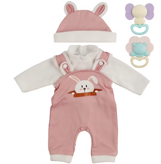 Conjunto de 5 piezas en rosa y blanco para muñeca reborn de 56 cm