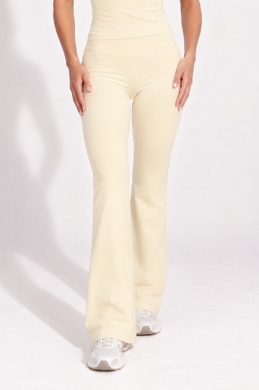 Organic Cotton Flare Leggings - Buttercream