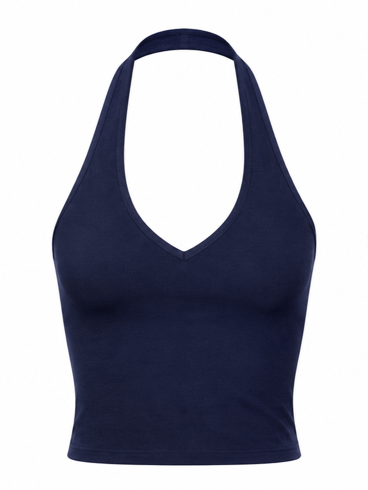 Organic Cotton Halter Top & Shorts Set | Navy