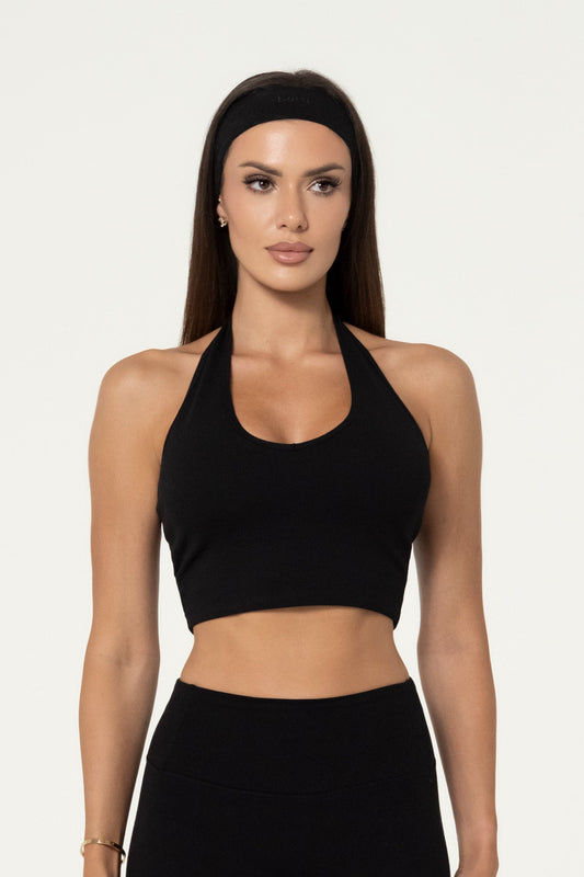 Organic Cotton Halter Top - Black