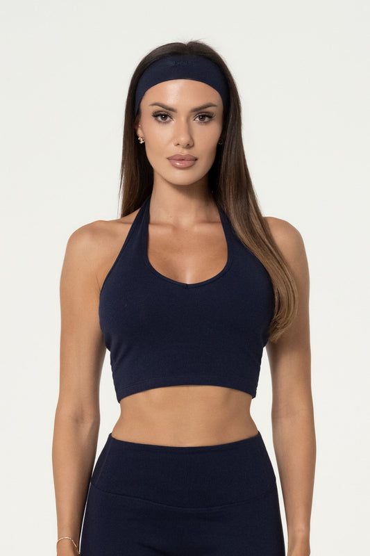 Organic Cotton Halter Top - Navy