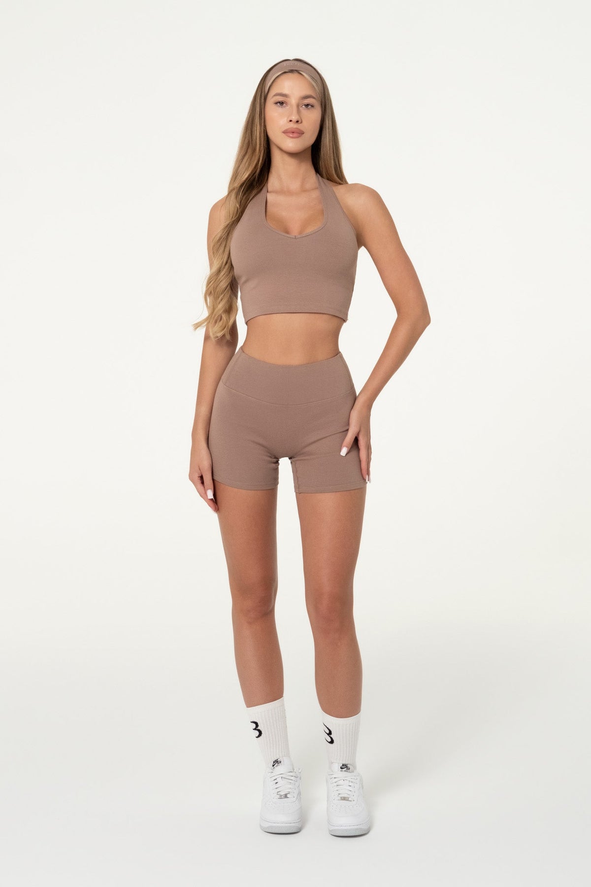 Organic Cotton Halter Top & Scrunch Shorts Set | Truffle