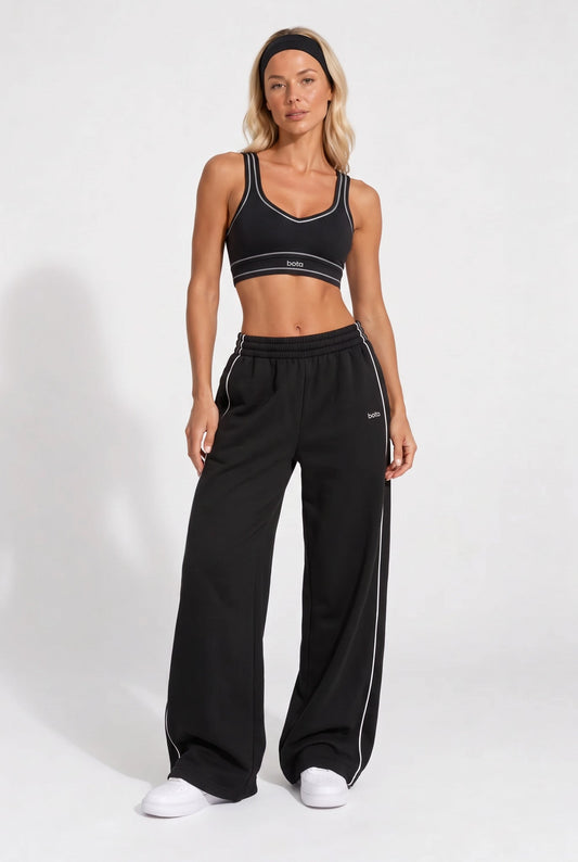 Organic Cotton Sports Bra & Sweatpants Set | Black